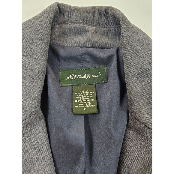 Eddie bauer size 2 grey proffesional 3 button blazer long sleeve office ^ - Picture 4 of 8